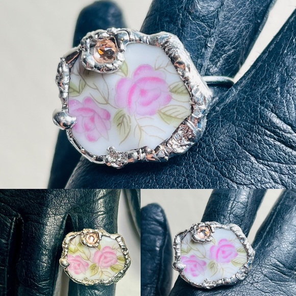 Broken China Rings Artisan Crafted Made from Fragments of Your family’s heirloom - Picture 14 of 17